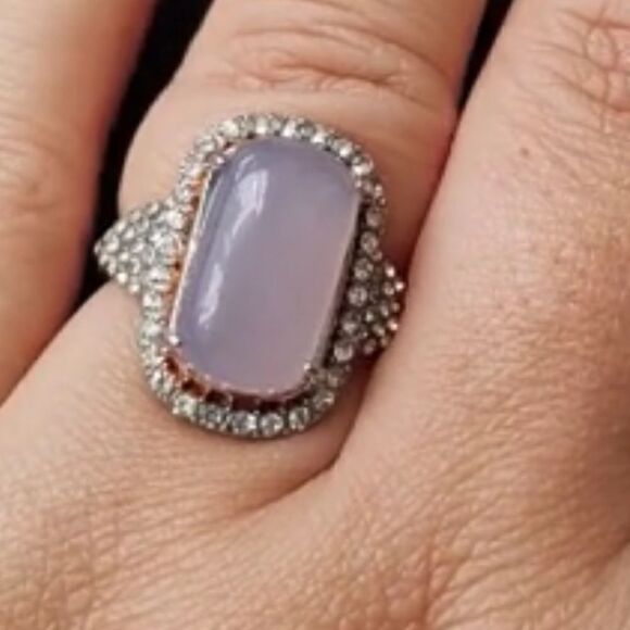 HUGE Crystal Zircon Ring Rose Gold and White Zircon Ring - Picture 9 of 14